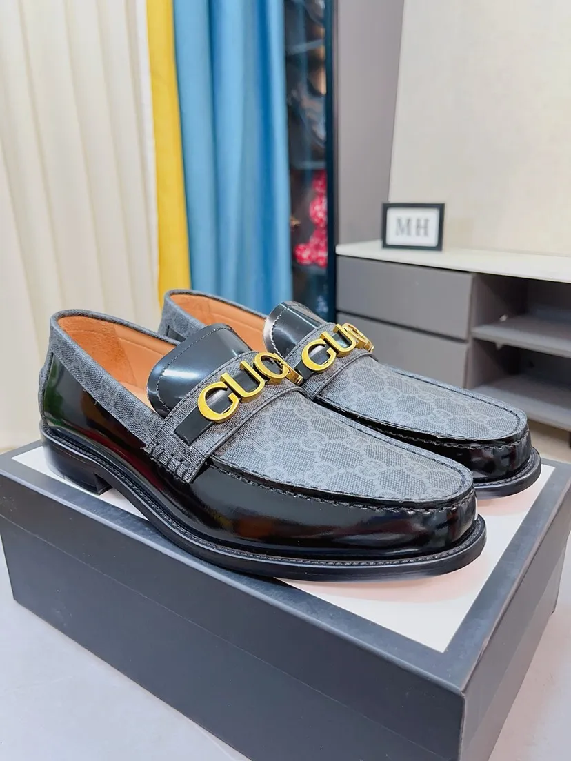 Men's shoes 💰580🌸🌸【GUCCI】 (High-end Niuli) New 🍀Gucci* - top version Gucci classic casual leather shoes! It is made of imported original cowhide and has a comfortable first layer of cowhide lining! Original wear-resistant rubber outsole! High quality products! Code number 38-44!